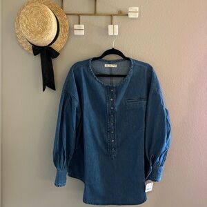 NWT We The Free Denim Dreaming Henley Medium